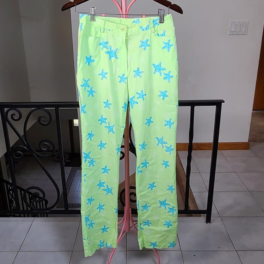 Lilly Pulitzer Vintage Green/Blue Starfish Pants